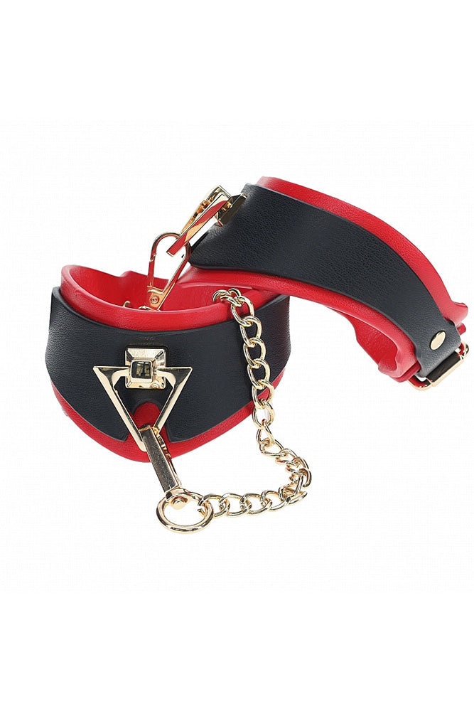 Ouch by Shots Toys - Milan Collection - Ankle Cuffs - Black/Red - Stag Shop