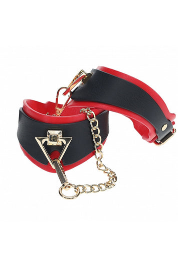 Ouch by Shots Toys - Milan Collection - Ankle Cuffs - Black/Red - Stag Shop