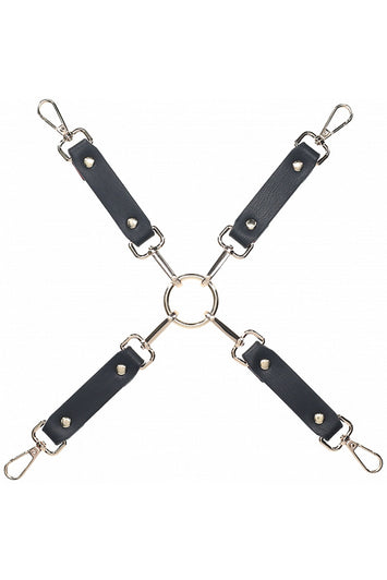 Ouch by Shots Toys - Milan Collection - Hogtie Connector - Black/Gold - Stag Shop