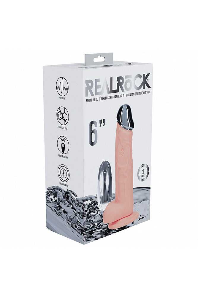Shots Toys - RealRock - Metal Head 6" Remote Control Vibrating Dildo - Stag Shop