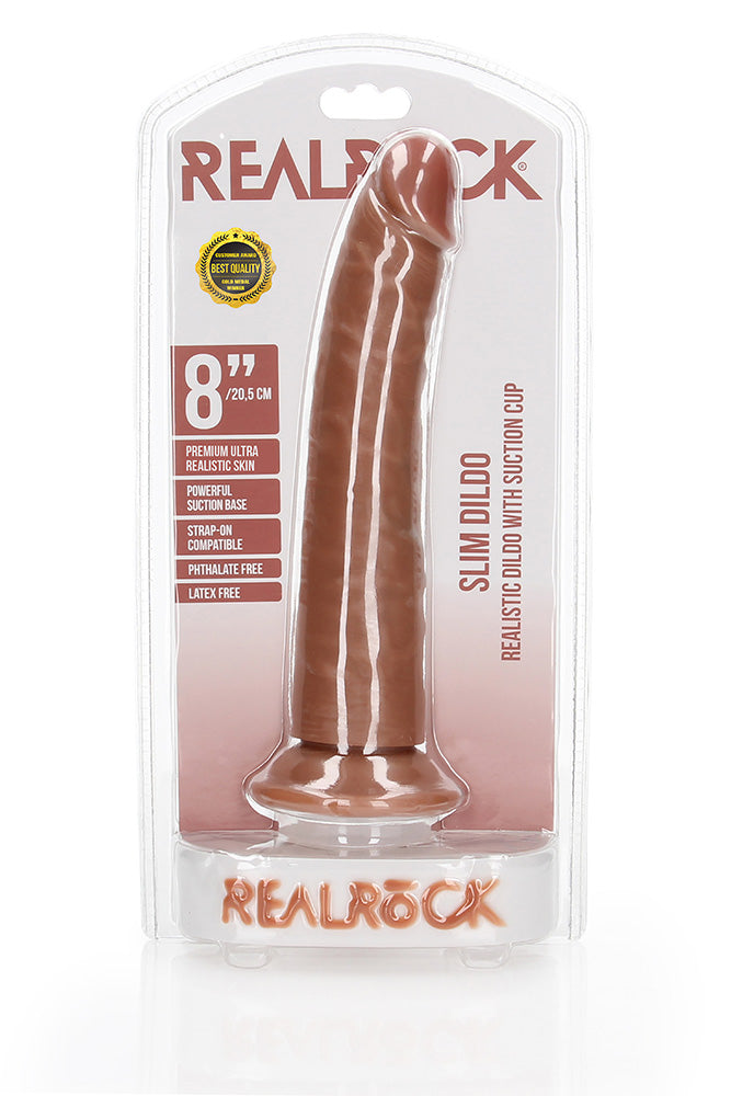 Shots Toys - Real Rock - 8 inch Slim Dildo - Various Colours - Stag Shop