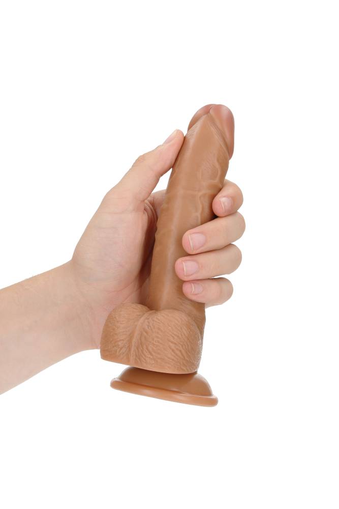 Shots Toys - Real Rock - 7" Curved Dildo with Balls - Various Colours - Stag Shop