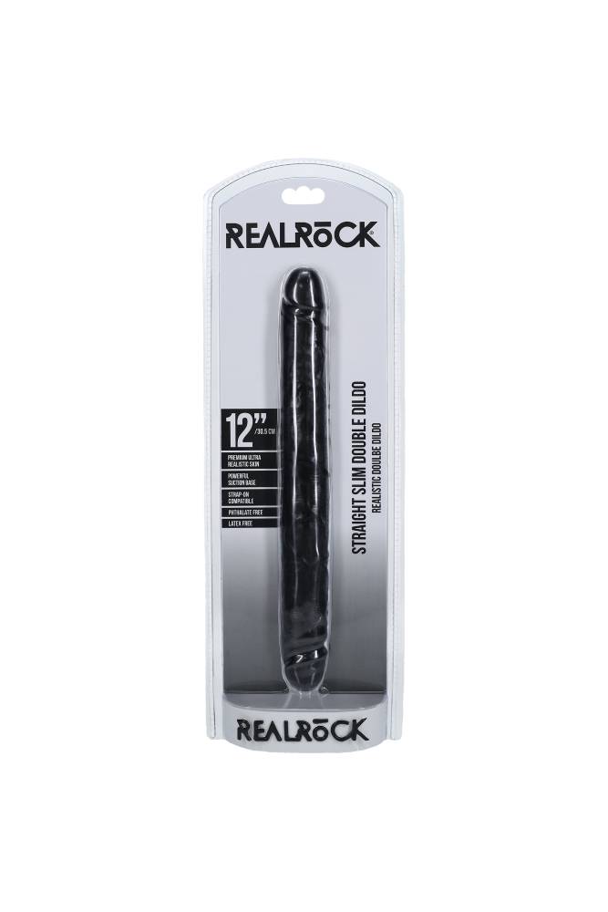 Shots Toys - Real Rock - Slim Double Ended Dong - Black - Various Sizes - Stag Shop