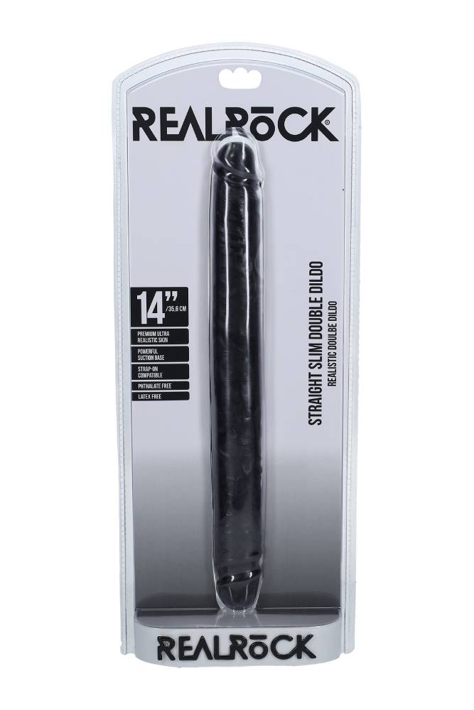 Shots Toys - Real Rock - Slim Double Ended Dong - Black - Various Sizes - Stag Shop