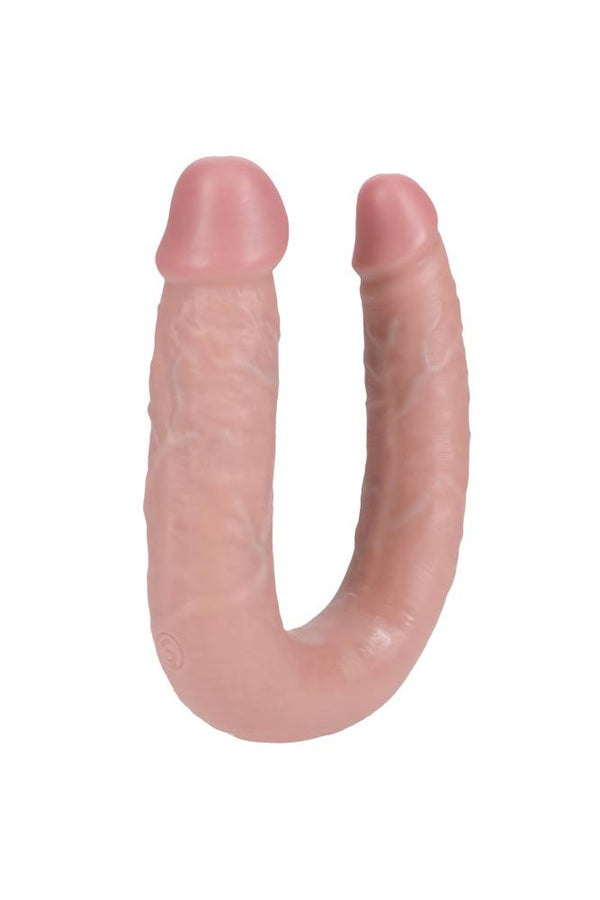 Shots Toys - Real Rock - U Shaped Double Penetration Dildo - Black - Various Sizes - Stag Shop