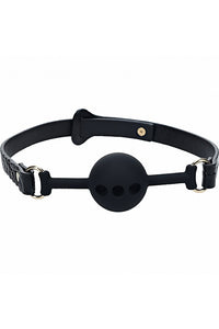 Thumbnail for Ouch by Shots Toys - Rome Collection - Breathable Silicone Ball Gag - Black/Gold - Stag Shop