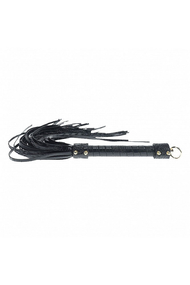 Ouch by Shots Toys - Rome Collection - Flogger - Black/Gold - Stag Shop