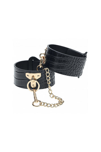 Ouch by Shots Toys - Rome Collection - Ankle Cuffs - Black/Gold - Stag Shop
