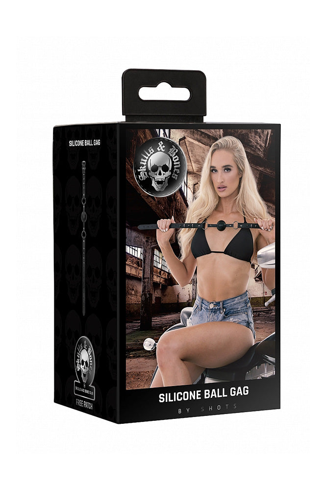 Ouch by Shots Toys - Skull & Bones - Studded Silicone Ball Gag - Stag Shop