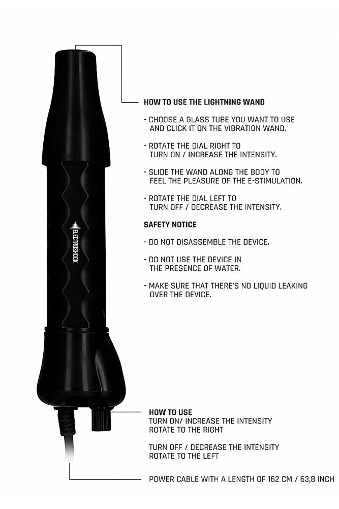 Shots Toys - Electroshock - Electro-sex Lightning Wand 5pc Set - Black - Stag Shop