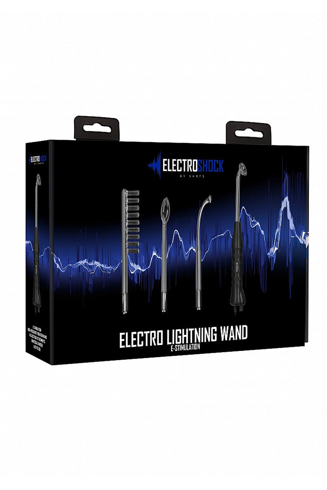 Shots Toys - Electroshock - Electro-sex Lightning Wand 5pc Set - Black - Stag Shop