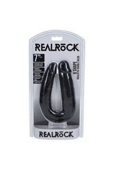 Shots Toys - Real Rock - U Shaped Double Penetration Dildo - Black - Various Sizes - Stag Shop