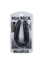 Shots Toys - Real Rock - U Shaped Double Penetration Dildo - Black - Various Sizes - Stag Shop