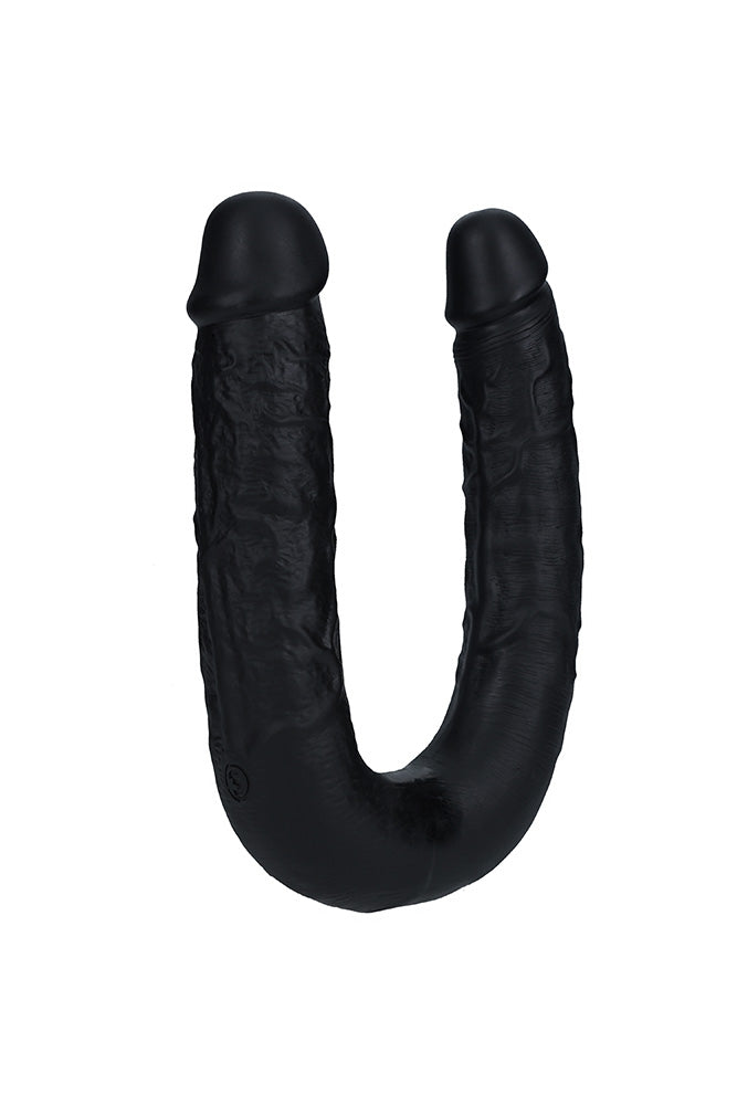 Shots Toys - Real Rock - U Shaped Double Penetration Dildo - Black - Various Sizes - Stag Shop