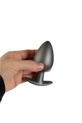 Ouch by Shots Toys - Smooth Silicone Anal Plug - Large - Gunmetal - Stag Shop