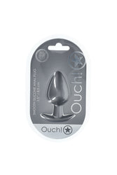 Ouch by Shots Toys - Smooth Silicone Anal Plug - Large - Gunmetal - Stag Shop