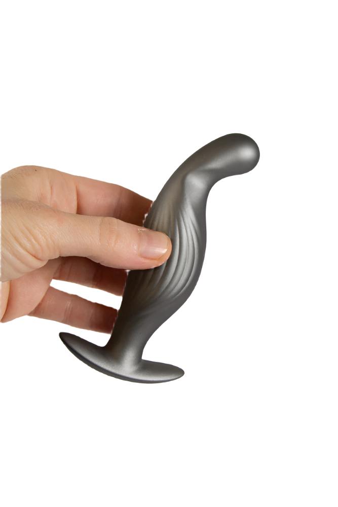 Ouch by Shots Toys - P-Spot Silicone Anal Plug - Gunmetal - Stag Shop