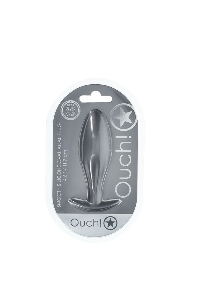 Ouch by Shots Toys - Oval Silicone Anal Plug - Gunmetal - Stag Shop