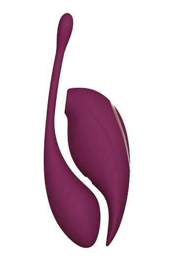 Shots Toys - Innovation - Twitch 2 Remote Egg Vibrator & Clitoral Stimulator Set - Burgundy - Stag Shop