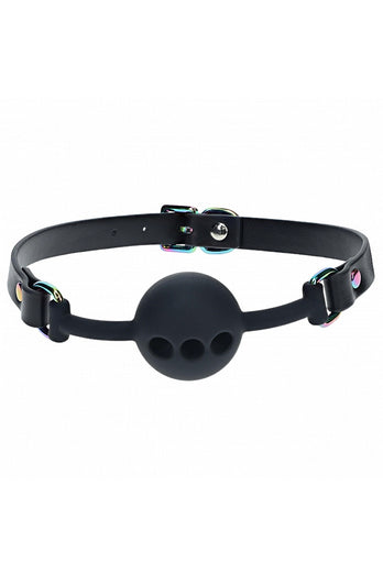 Ouch by Shots Toys - Venice Collection - Silicone Ball Gag - Black/Iridescent - Stag Shop