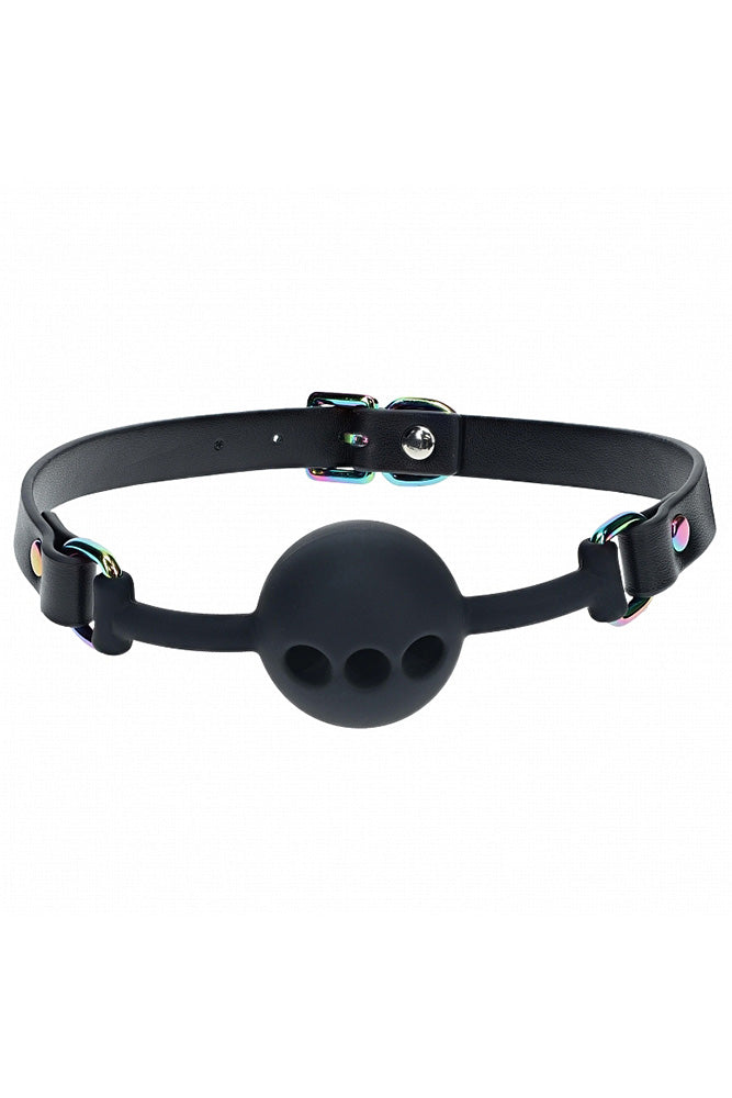 Ouch by Shots Toys - Venice Collection - Silicone Ball Gag - Black/Iridescent - Stag Shop