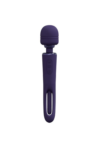 Shots Toys - VIVE - Kiku - Double Wand Vibrator with G-Spot Flapper - Purple - Stag Shop