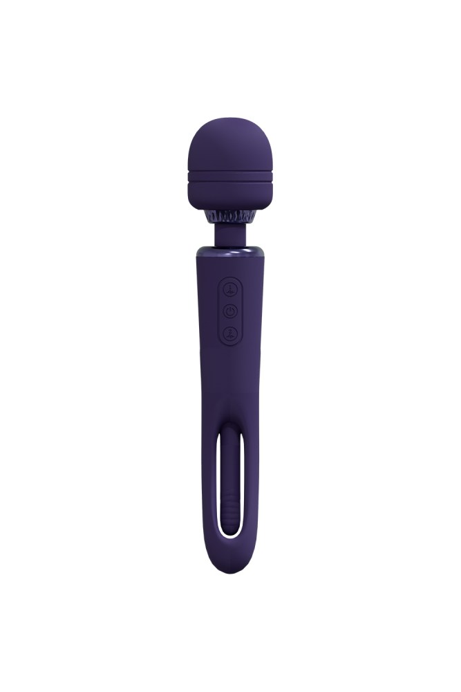Shots Toys - VIVE - Kiku - Double Wand Vibrator with G-Spot Flapper - Purple - Stag Shop