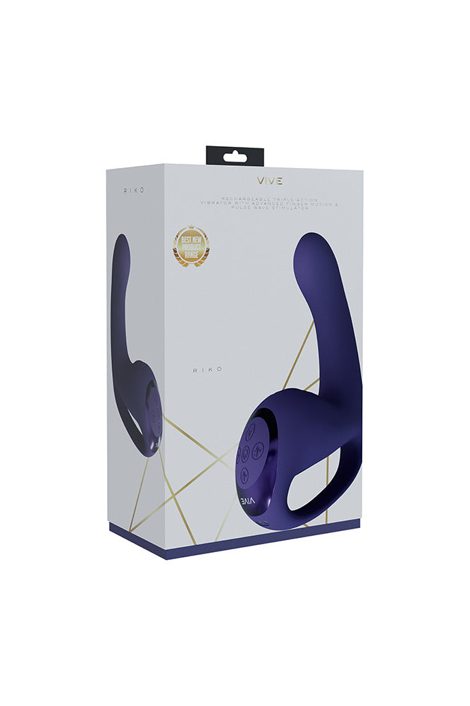 Shots Toys - VIVE - Riko Triple Thumper with Finger Motion Vibrator - Purple - Stag Shop