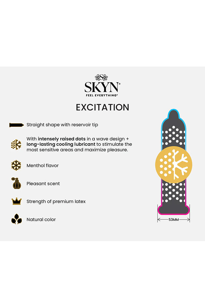SKYN - Excitation Textured & Cooling Condoms - 12 pack - Stag Shop