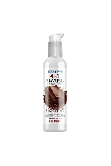 Swiss Navy - 4 in 1 Playful Flavors Flavored Lubricant - Chocolate Sensation - 4oz - Stag Shop