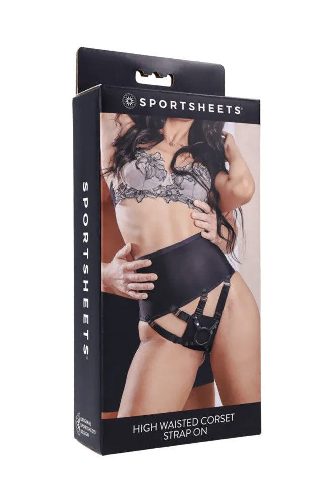 Sportsheets - High Waisted Corset Strap-On - Black - Stag Shop