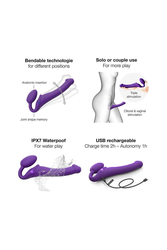 Strap-on-Me - Vibrating Bendable Strapless Strap On - Medium - Purple - Stag Shop