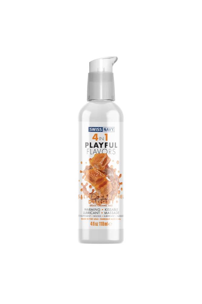 Swiss Navy - 4 in 1 Playful Flavors - Flavored Lubricant - Salted Caramel Delight - 4oz - Stag Shop