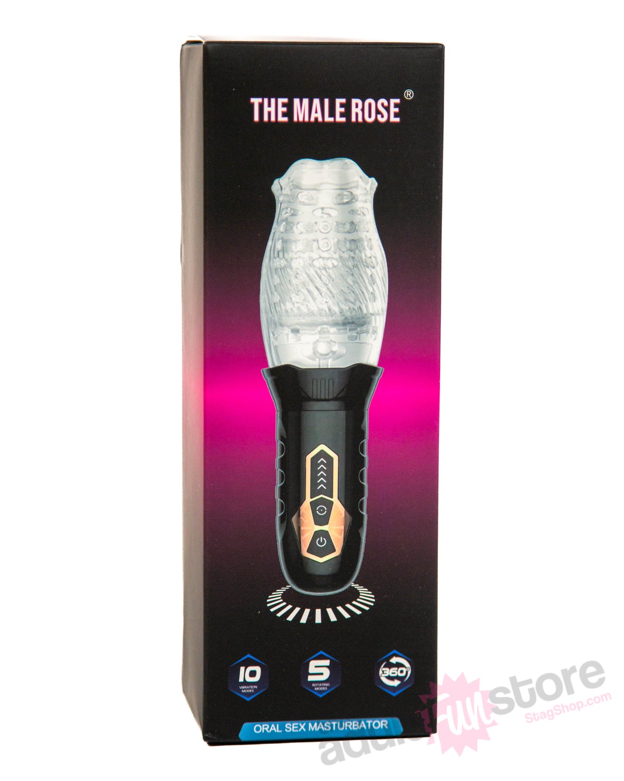 The Male Rose - Gawk Gawk Vibrating & Rotating Male Stroker - Black - Stag Shop