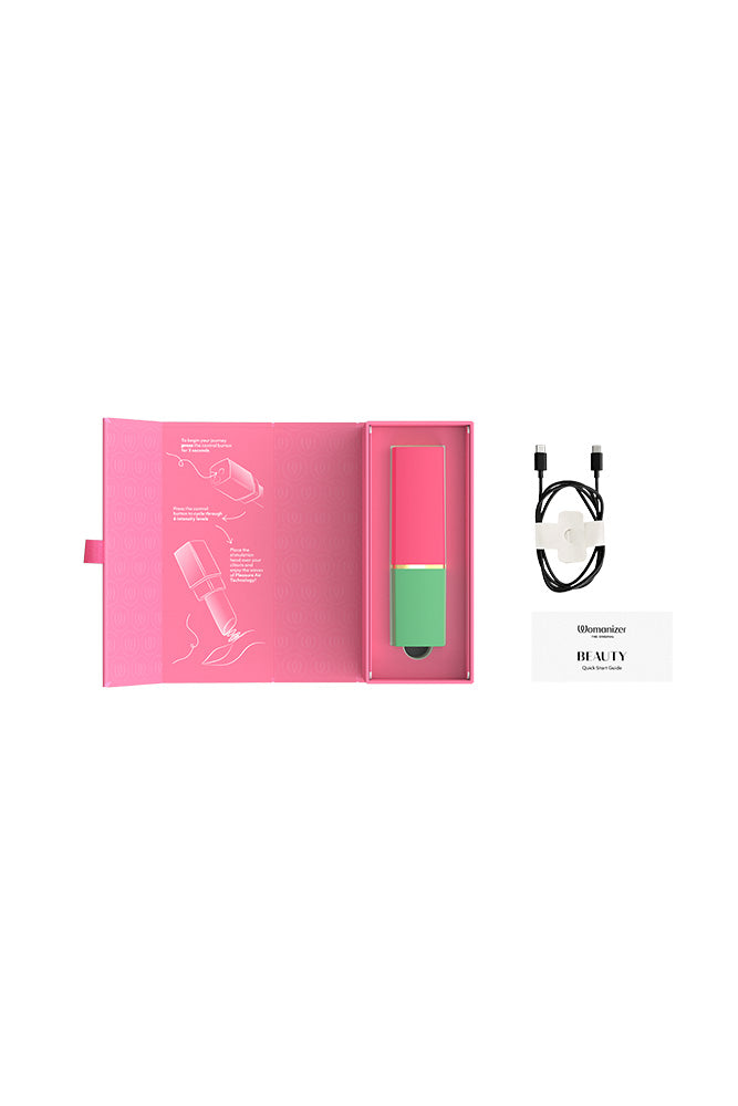 Womanizer - Beauty Air Pulse Clitoral Stimulator - Pink & Green - Stag Shop