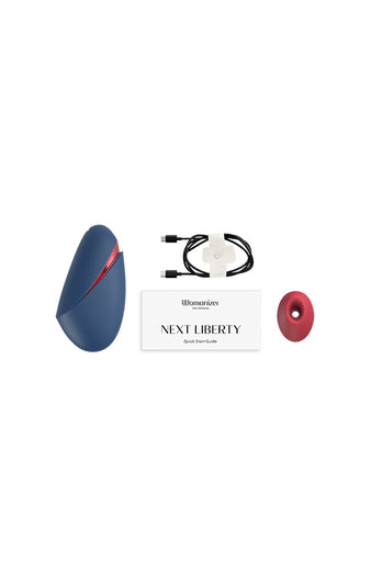 Womanizer - Next Liberty Travel Friendly Clitoral Stimulator - Red/Blue - Stag Shop