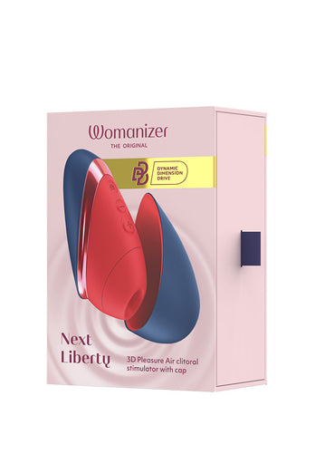 Womanizer - Next Liberty Travel Friendly Clitoral Stimulator - Red/Blue - Stag Shop