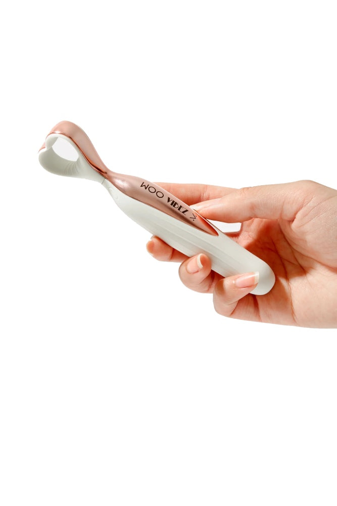 Doc Johnson - Woo More Play - Woo Vibrator - White / Rose Gold - Stag Shop