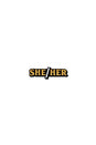 Wood Rocket - She/Her Pronoun Enamel Pin - Gold - Stag Shop