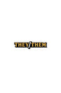 Wood Rocket - They/Them Pronoun Enamel Pin - Gold - Stag Shop