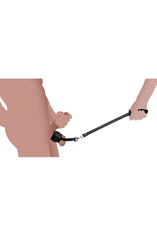 XR Brands - Strict -  Ball Stretcher With Leash - Black