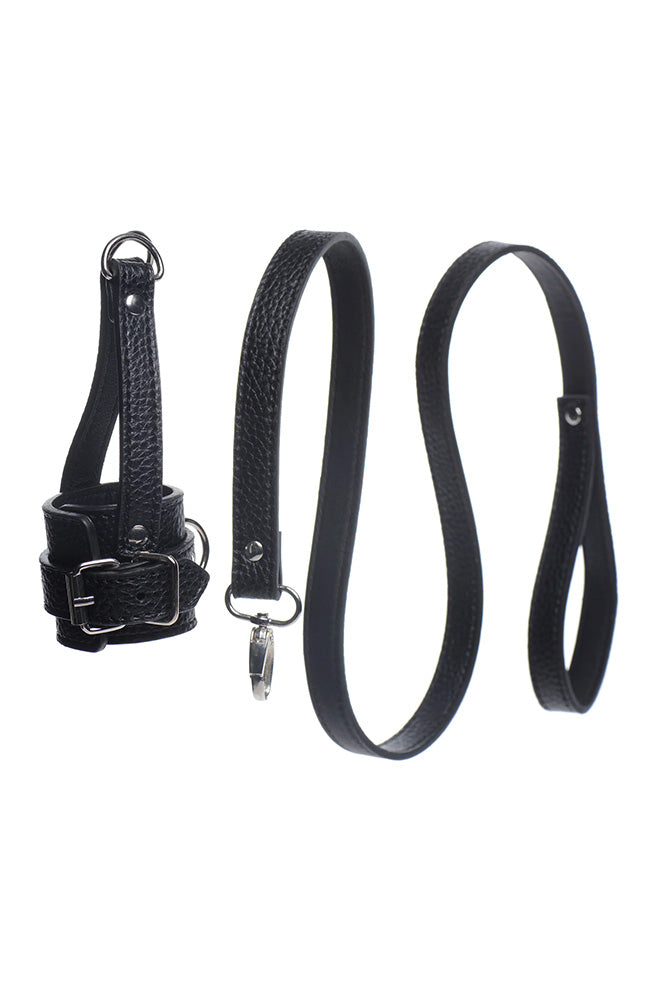 XR Brands - Strict -  Ball Stretcher With Leash - Black