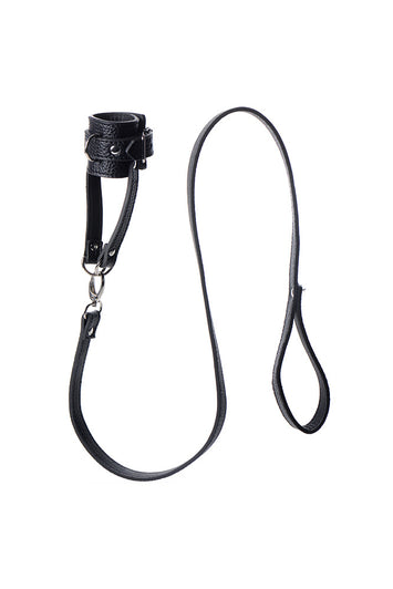 XR Brands - Strict -  Ball Stretcher With Leash - Black - Stag Shop