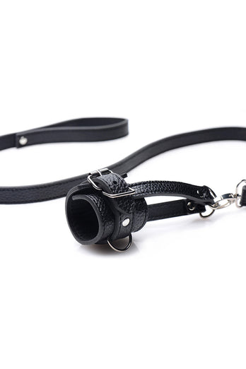XR Brands - Strict -  Ball Stretcher With Leash - Black - Stag Shop