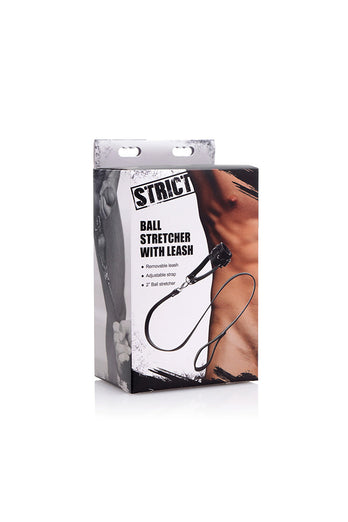 XR Brands - Strict -  Ball Stretcher With Leash - Black - Stag Shop
