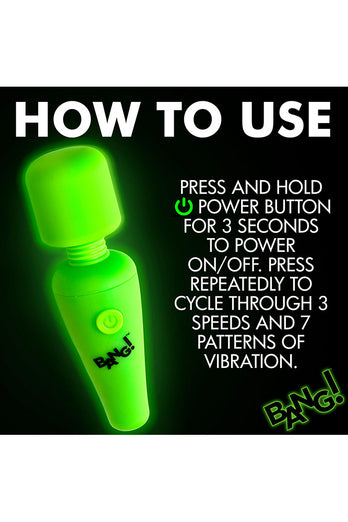 XR Brands - BANG - 10X Glow-in-the-Dark Mini Wand Vibrator - Stag Shop