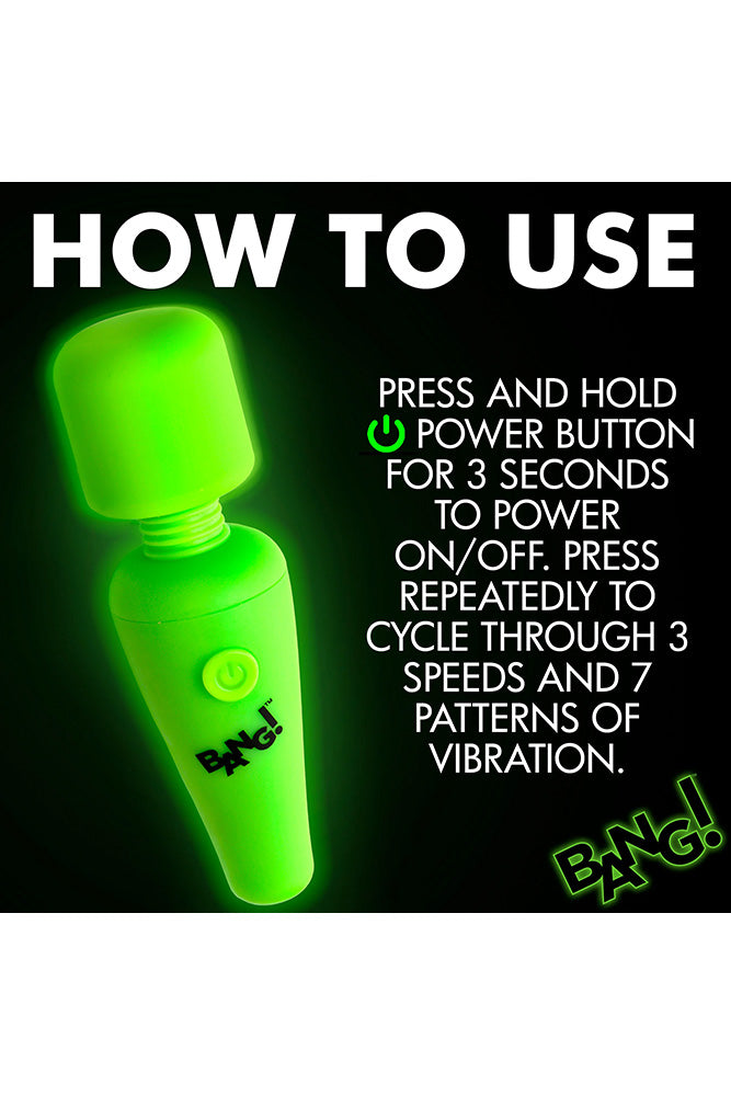 XR Brands - BANG - 10X Glow-in-the-Dark Mini Wand Vibrator - Stag Shop