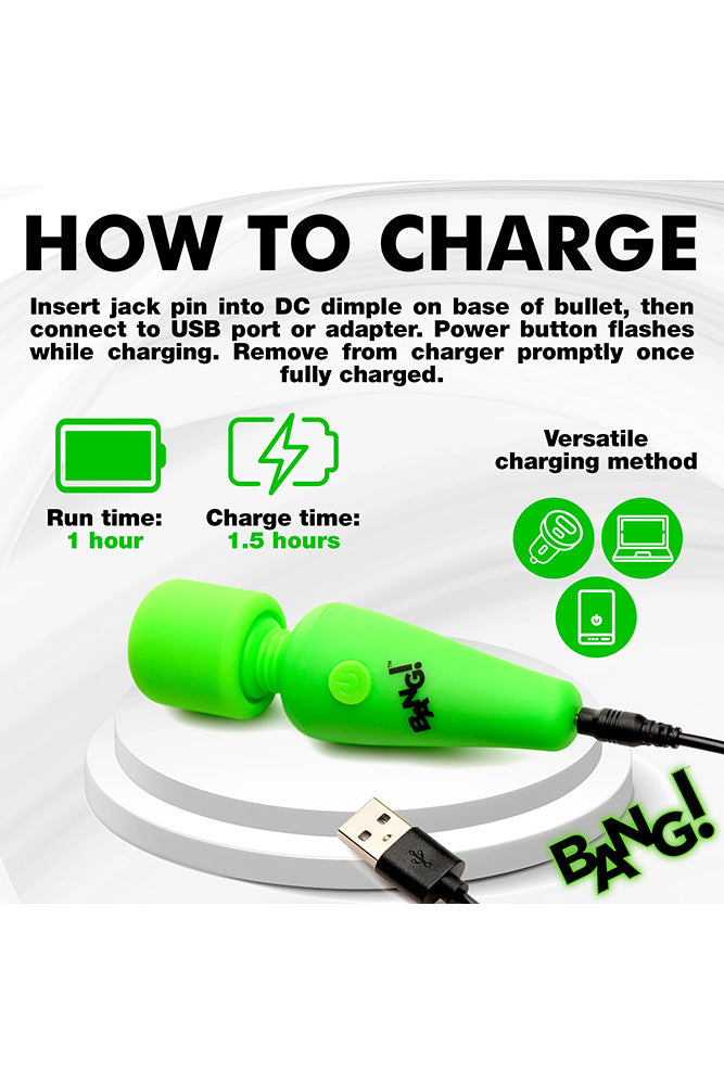 XR Brands - BANG - 10X Glow-in-the-Dark Mini Wand Vibrator - Stag Shop