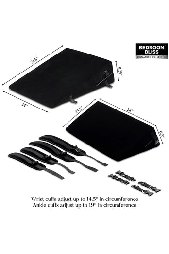 XR Brands - Bedroom Bliss - Bondage Cushion Set with Restraints - Black - Stag Shop