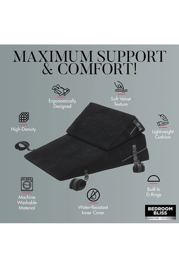 XR Brands - Bedroom Bliss - Bondage Cushion Set with Restraints - Black - Stag Shop